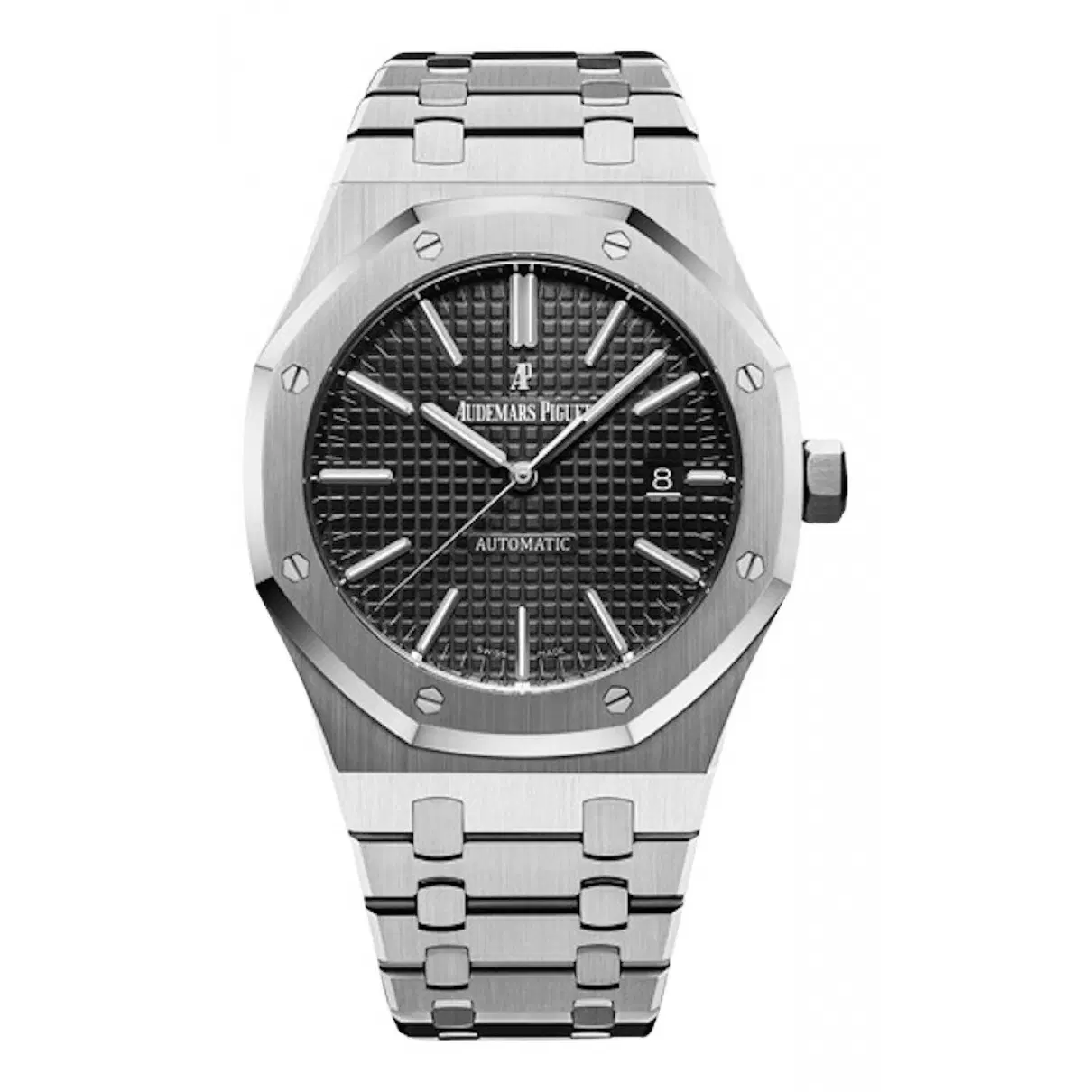 ساعت مردانه ای پی رویال اوک بند استیل صفحه مشکی AP Royal Oak