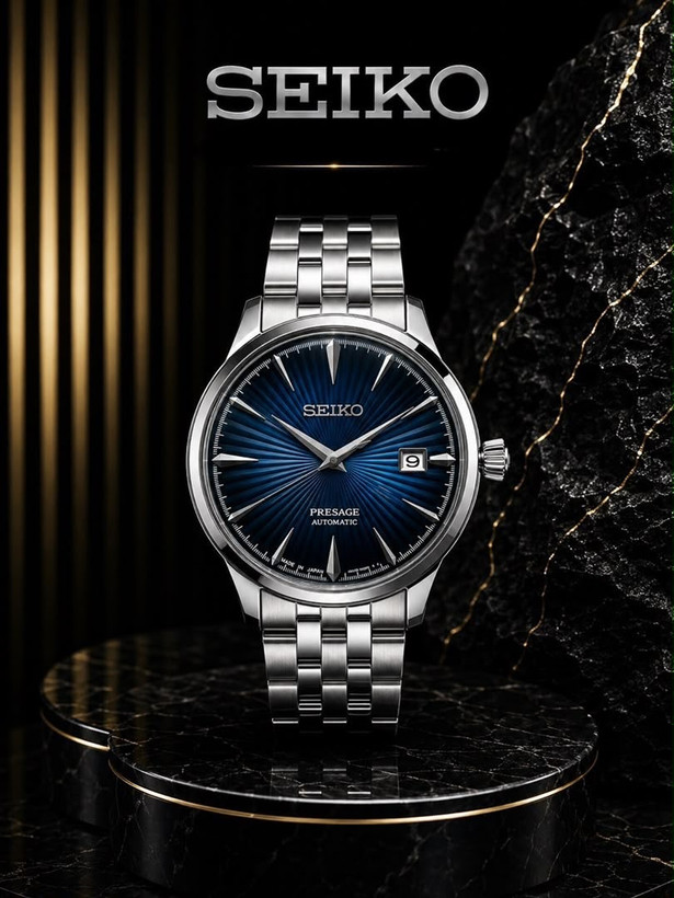 ساعت مچی مردانه اتوماتیک سیکو پرساژ کوکتل تایم سرمه ای SEIKO Presage 4R35-01T0