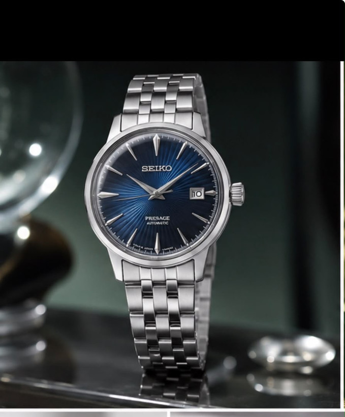 ساعت مچی مردانه اتوماتیک سیکو پرساژ کوکتل تایم سرمه ای SEIKO Presage 4R35-01T0