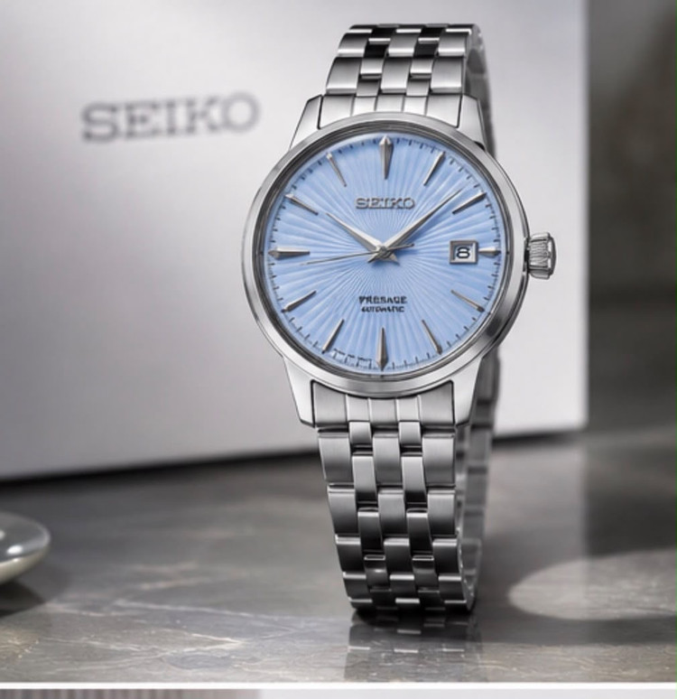 ساعت مچی مردانه اتوماتیک سیکو پرساژ کوکتل تایم آبی آسمانی (آیس بلو) SEIKO Presage 4R35-01T0