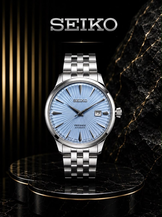 ساعت مچی مردانه اتوماتیک سیکو پرساژ کوکتل تایم آبی آسمانی (آیس بلو) SEIKO Presage 4R35-01T0