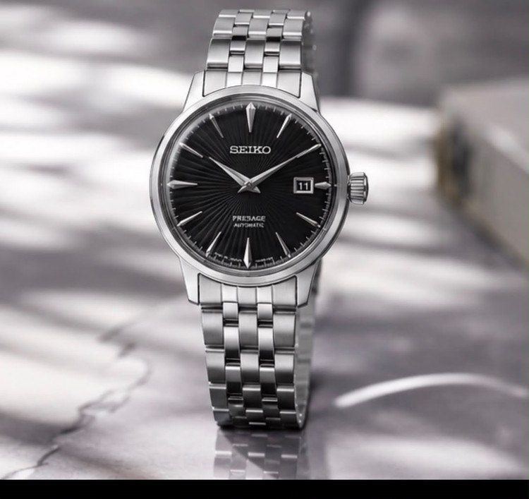 ساعت مچی مردانه اتوماتیک سیکو پرساژ کوکتل تایم مشکی SEIKO Presage 4R35-01T0